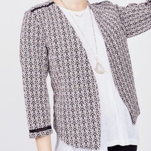 Octavia Geometric 3/4‑Sleeve Tuxedo Jacket – Small